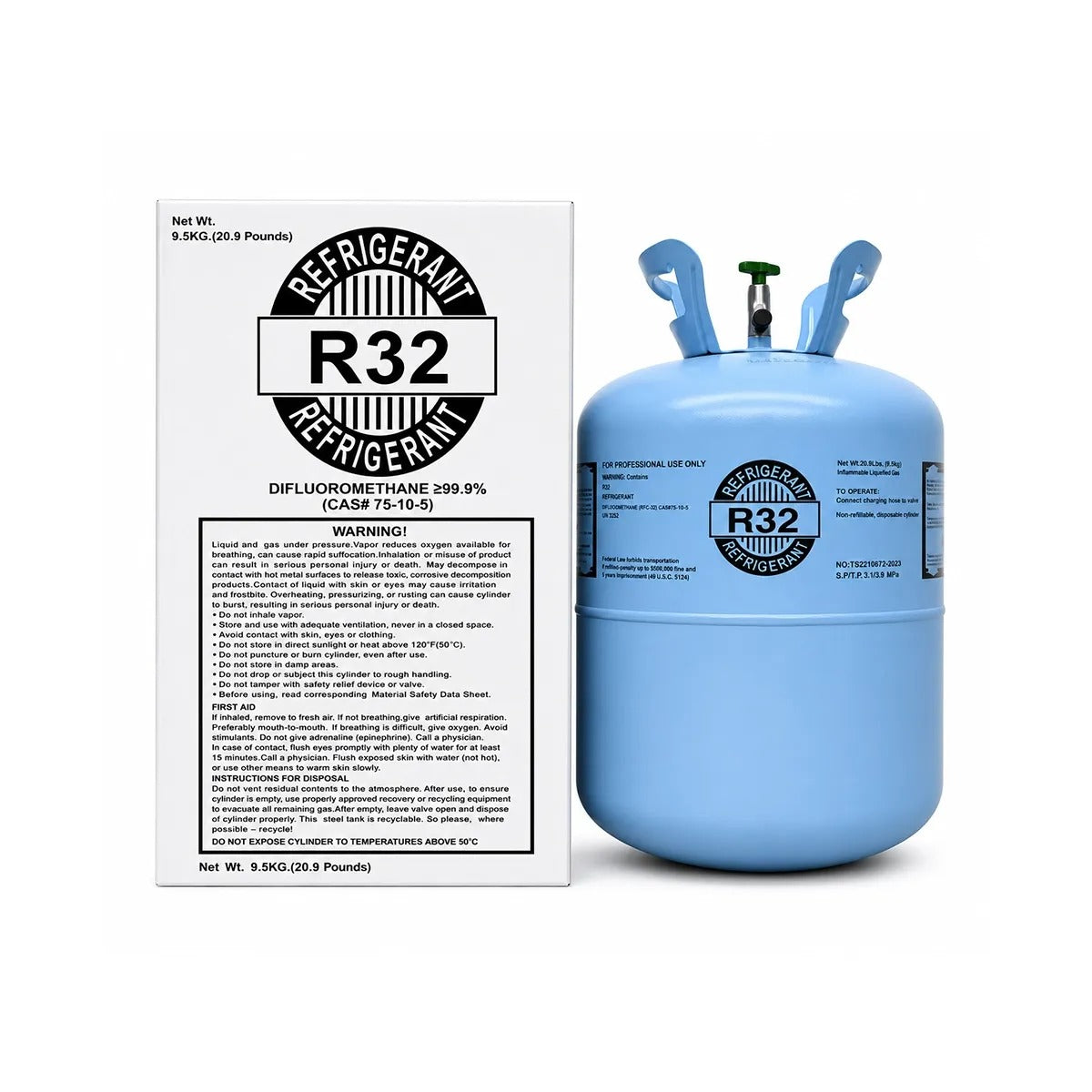 20.9LB R32 Refrigerant Gas – High Efficiency & Eco-Friendly for AC & Refrigeration Systems