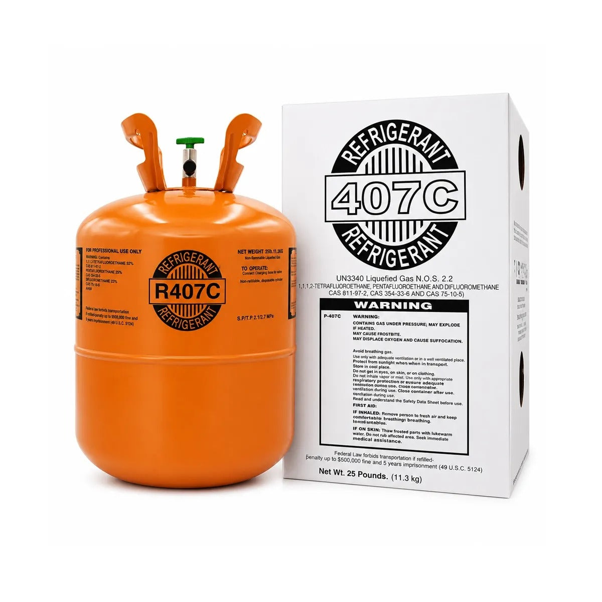 25LB R407C Refrigerant GAS High-Performance for HVAC Refrigeration Systems Packaging Tank