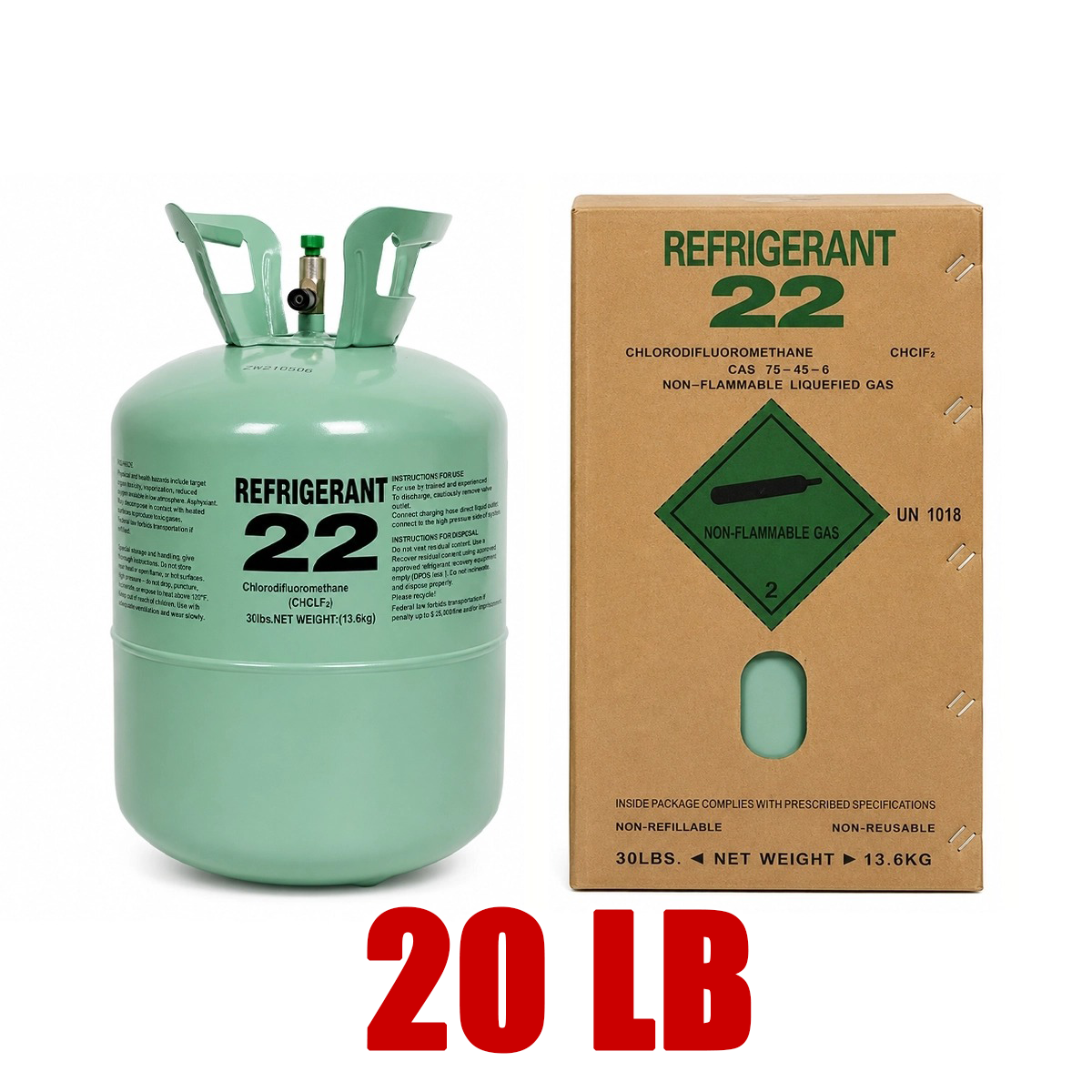 20LB R22 Refrigerant Freon for Air Conditioners – Steel Cylinder Packaging Tank