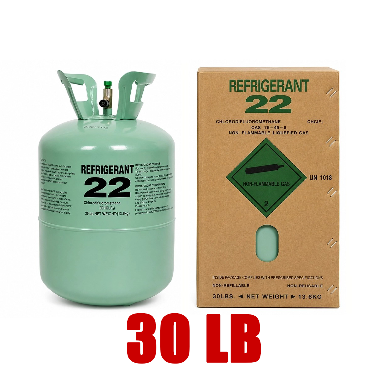 30LB R22 Refrigerant for Air Conditioners – Steel Cylinder Packaging Tank
