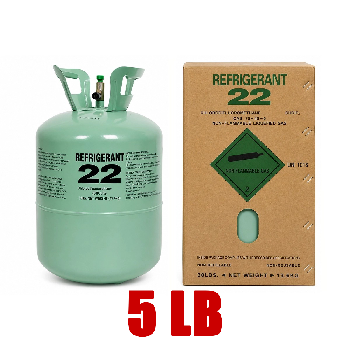 5LB R22 Refrigerant for Air Conditioners – Steel Cylinder Packaging Tank