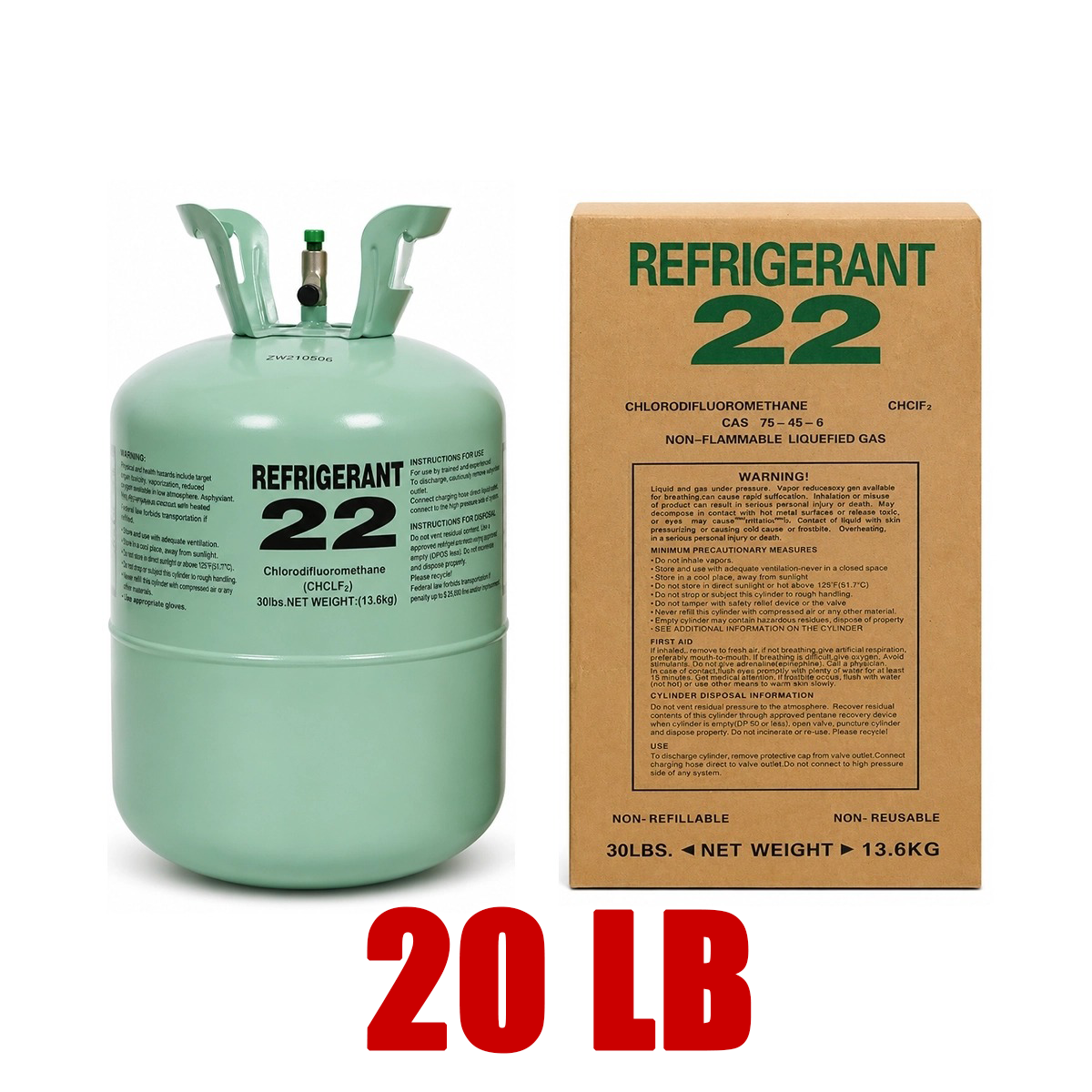 20LB R22 Refrigerant Freon for Air Conditioners – Steel Cylinder Packaging Tank