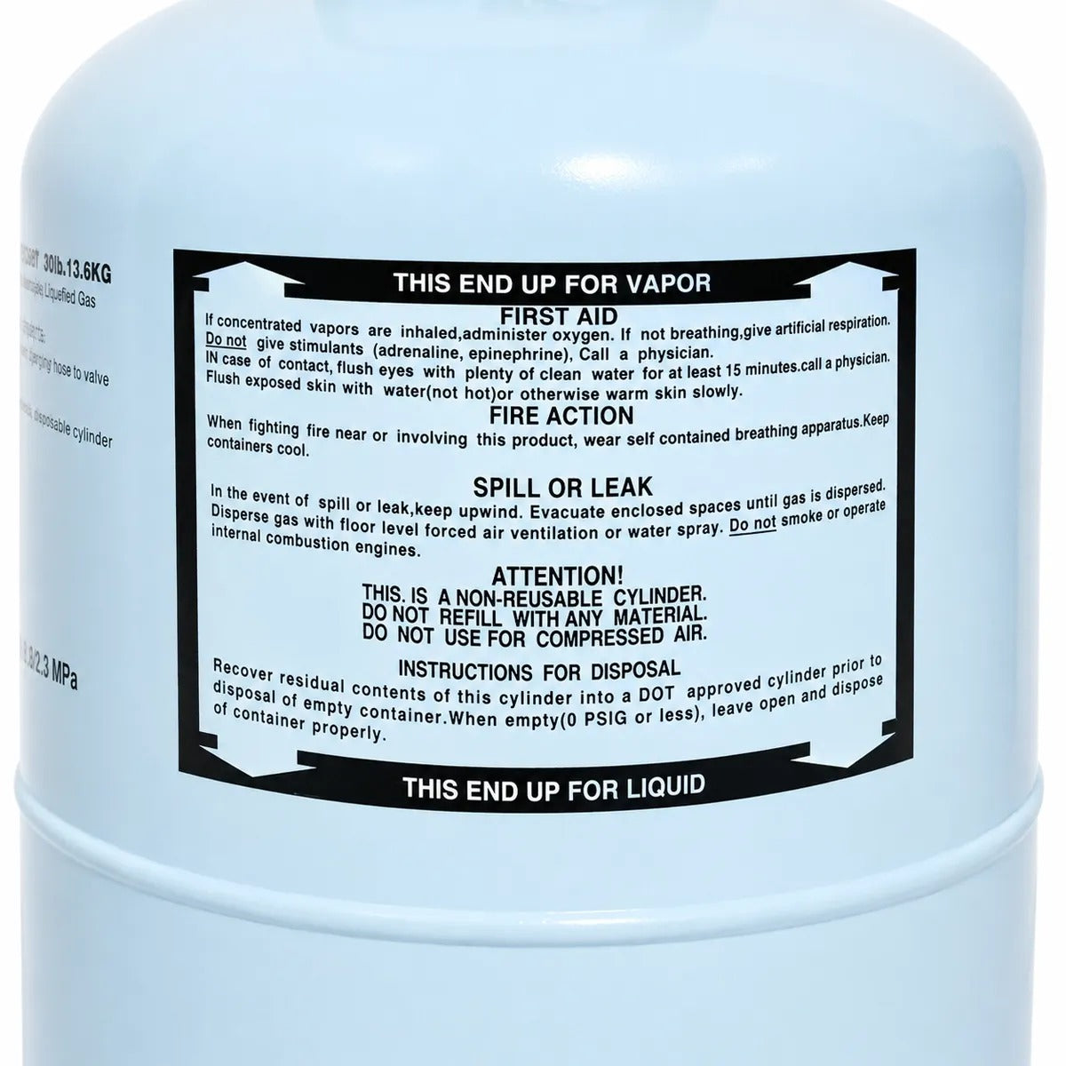 30LB R134A Refrigerant for Air Conditioners - Steel Cylinder Packaging Tank